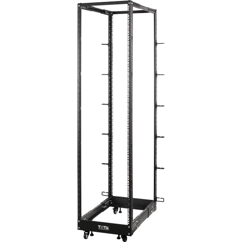 Lightweight four post rack with adjustable depth (560–1020 mm), black